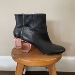 INC heeled leather booties